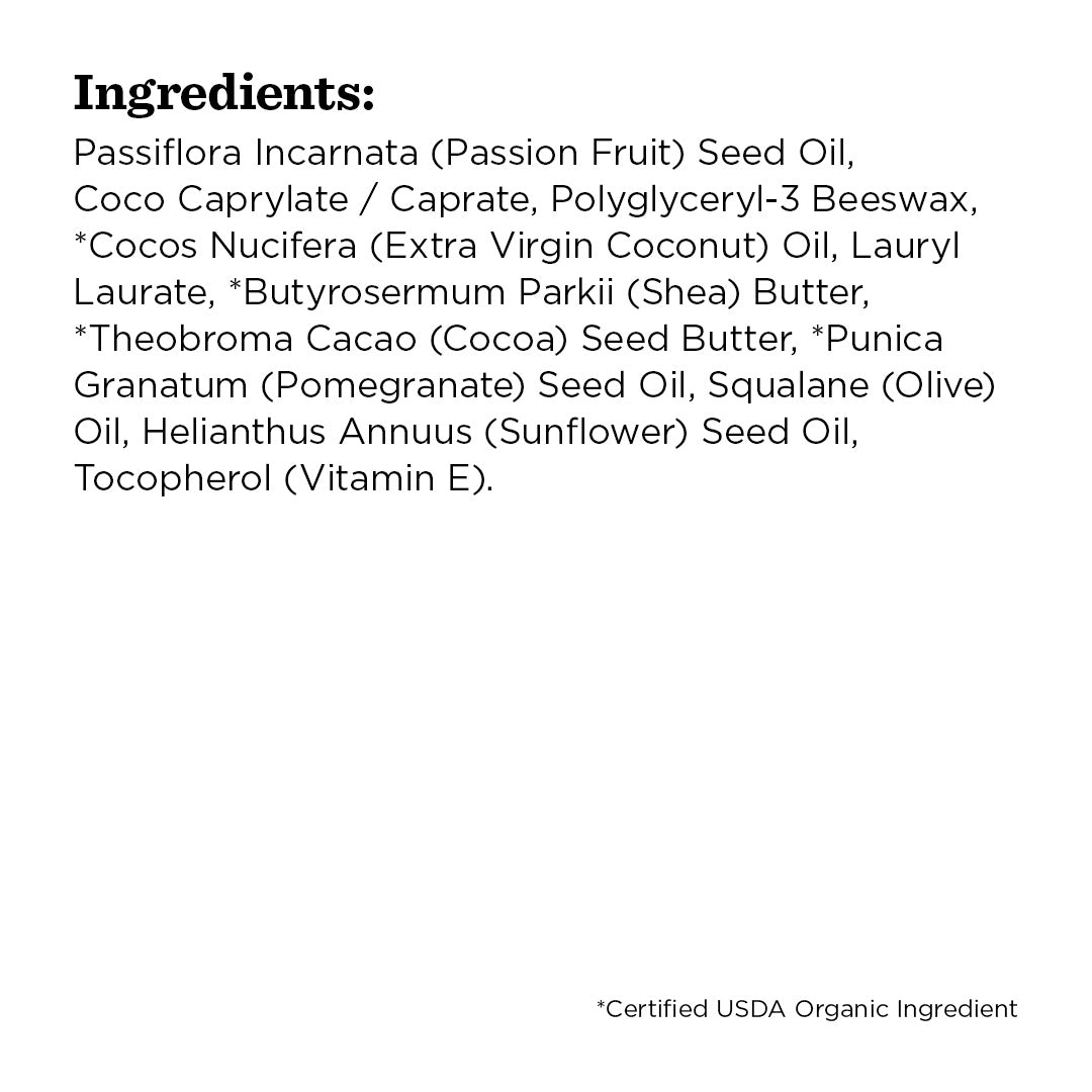 Ingredients list for body balm