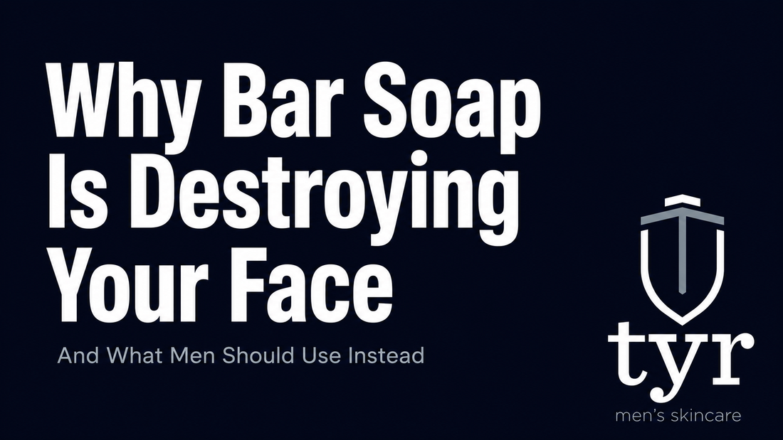 Tyr Skincare clarifying facial cleanser for men with activated charcoal and willow bark