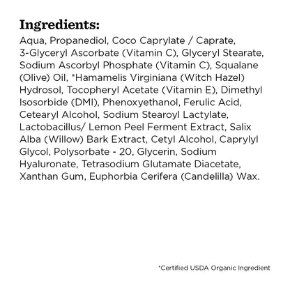 Ingredient list for Serum C