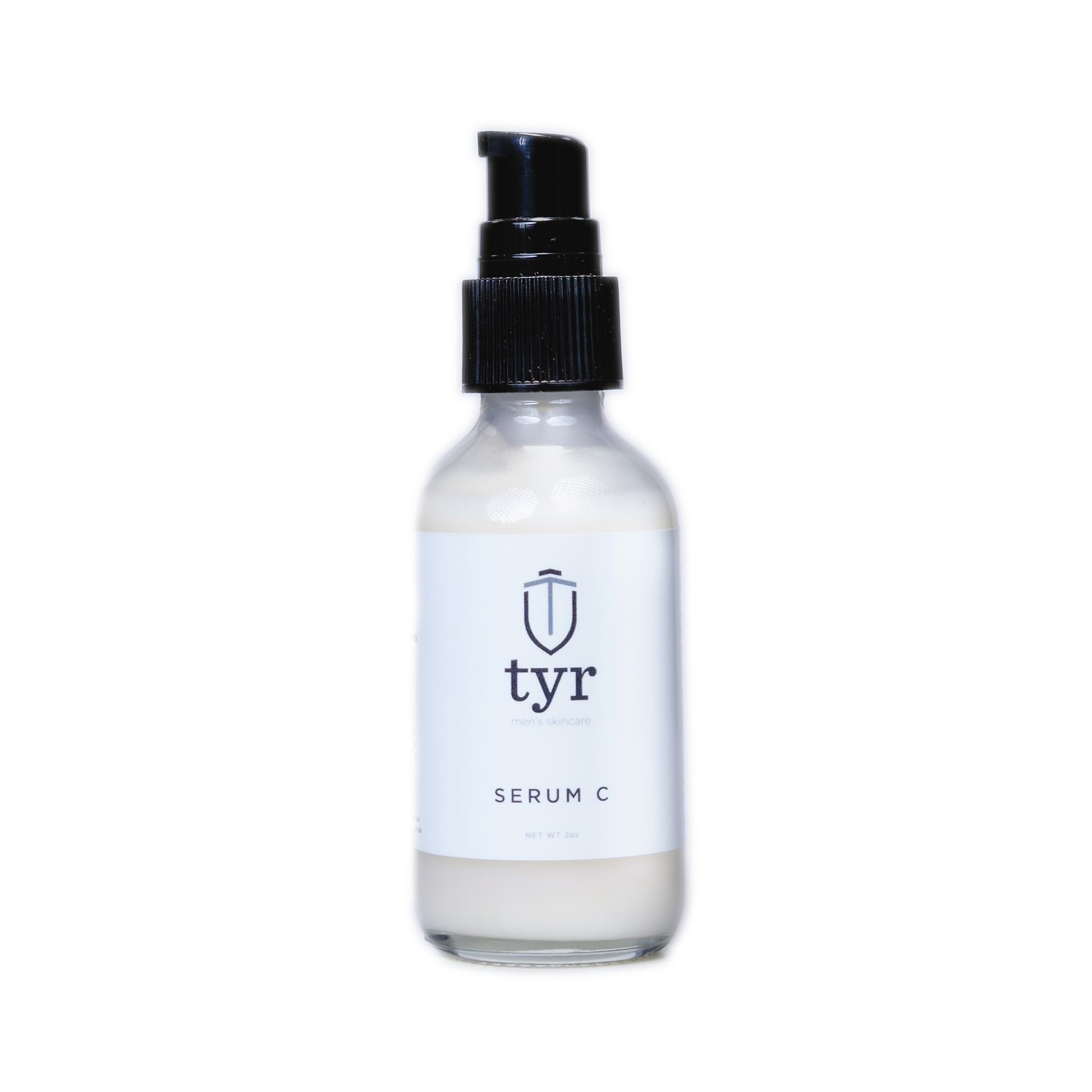 Tyr Skincare for men Vitamin C serum isolated in white background, close up angle